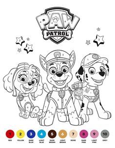 paw patrol coloring pages for kids to print out and color with the puppies in their costumes