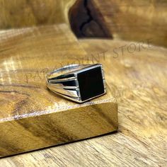 Black Onyx Ring, Men's Ring, 925 Sterling Silver Ring, Handmade, Square Stone Signet Ring, Black Stone Ring, Stylish Design, Gift For Him Gem : Black Onyx  Gem Shape : Square Creation : Natural Gemstone Materials : Solid Sterling Silver Metal Stamp : 925 Metal Purity : 925 parts out of 1000. Jewelry Type : Handmade  🤍Jewelry Made With Love By Us As Gifts For You And Your Loved Ones🤍  🤍Our Commitment Is That You Look Beautiful With Our💍Jewelry🤍 Thank you Best wishes to you and your family  ( Classic Black Sterling Silver Signet Ring, Black Sterling Silver Signet Ring With Polished Finish, Black Minimalist Engraved Sterling Silver Ring, Hallmarked Black Rectangular Rings, Rectangular Black Hallmarked Ring, Black Sterling Silver Rectangular Signet Ring, Classic Black Sterling Silver Rings, Black Rings With Polished Edges For Gifts, Classic Black Sterling Silver Engraved Ring