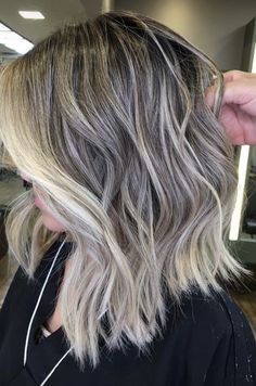 Cool Ash Blonde Balayage On Dark Hair Short, Gray Hair Balayage Silver, Silver Blonde Highlights On Brown Hair, Grey Transition, Grey Ombre Hair, Grey Blonde Hair, Grey Hair Coverage, Mushroom Hair, Natural Curly Hair Cuts