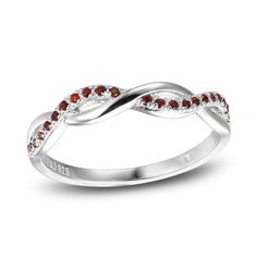 Fiery round garnets sparkle along the gracefully crisscrossing band of this dainty ring, which is styled in classic sterling silver. Crisscross Ring, Criss Cross Ring, Cross Ring, Garnet Stone, Silver Prices, Garnet Rings, Dainty Ring, Ring Sterling Silver, Sterling Ring