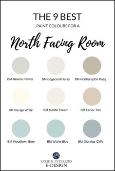 the 9 best paint colours for a north facing room with text overlaying it