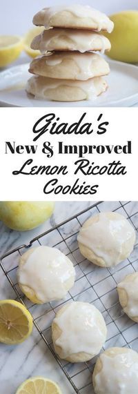 lemon ricotta cookies on a cooling rack with lemons in the background and text overlay