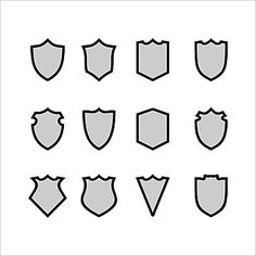 the different types of shields on a white background