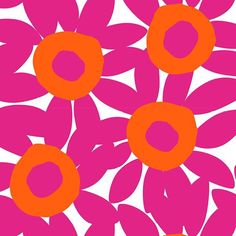 an orange and pink flower is in the middle of a white background with red circles