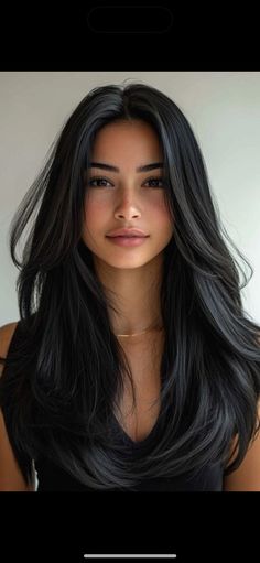 Black Hair Long Haircut, Subtle Haircuts For Long Hair, Cute Haircuts For Black Hair, Jet Black Hair Hairstyles, Haircuts With Black Hair, Medium Length Hair With Subtle Layers, Asian Jet Black Hair, Makeup Ideas For Black Hair, Hairstyles For Medium Length Black Hair