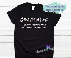 ☆☆☆ We offer large Group order discounts. Send us a message!

A personalized high school or college senior t-shirt featuring the iconic "Friends" TV show font and a funny saying is a great way to commemorate the end of your academic journey.  The funny saying on the t-shirt is a playful nod to the academic stress and hard work you've endured throughout your high school or college career.  This personalized t-shirt is a fun and unique way to show off your senior status, and it can be worn with pride during graduation events, senior trips, or just around town. It's a great conversation starter and a fun way to bond with your fellow seniors. Plus, the comfortable fabric and casual fit make it perfect for everyday wear.

IF NO STYLE IS CHOSEN, the default style will be #1. SHIRT INFO:********* Friends T Shirt Ideas, Ross And Chandler, Rachel And Monica, Monica And Rachel, Friends Tv Show Shirt, Senior Class Shirts, Grad Shirts, Class Shirt, Senior Shirts