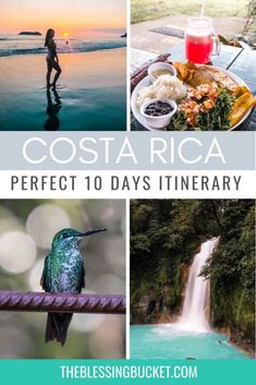 costa rica is the perfect 10 days itinerary in this postcard collage