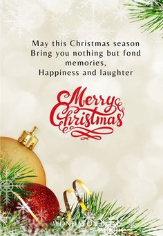 merry christmas greeting card with ornaments and baubles