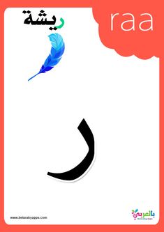 the arabic alphabet with an image of a bird and a feather on it's tail