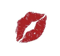 a red lipstick imprint on a white background