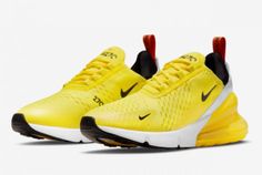 Nike Air Max 270 Yellow Black White Basketball Sneakers DQ4694-700-2 Nike Travis Scott Air Force, Air Max 90 Premium, White Running Shoes, Shoes For Kids, Nike Basketball Shoes, New Nike Air, Nike Air Max 270, Air Max Plus