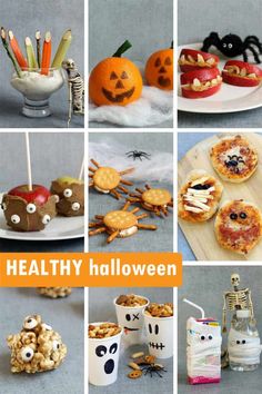 a collage of halloween treats and snacks