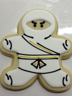 a decorated cookie with an image of a man