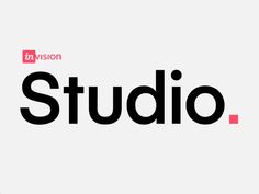 the word studio is shown in black and red