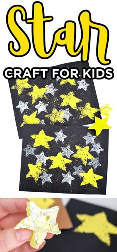 star craft for kids with yellow stars on black paper and the words star in white letters