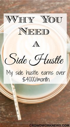 a cup of coffee with the words why you need a side hustle my side hustle earn over $ 4, 000 / month