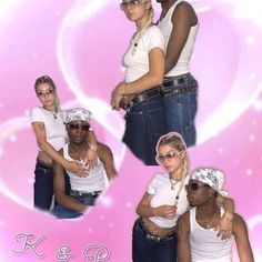 three women in white shirts and jeans posing for a photo with their arms around each other