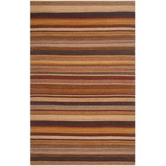 a multicolored striped rug on a white background