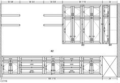 a drawing of the front and back side of a cabinet, with measurements on it