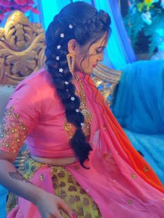 Pretty Hairstyles For Long Hair Wedding, Protective Hairstyles Indian Hair, Indian Hairstyles Braid Traditional, Braids For Saree Look, Hairstyles For Lehanga Long Hair, French Plates Hairstyles Indian, Reception Hairstyles For Bride, Fishtail Braid Hairstyles Indian Wedding, Indian Wedding Hairstyles For Straight Hair