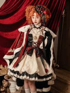 Circus Clown Black and Red Headpiece Pastel Clowncore Headwear Circus Fashion Inspiration, Clowncore Black And White, Whimsical Clown Costume, Circus Ring Master Costume, Victorian Circus Costume, Circuscore Fashion, Clown Couture, Cute Clown Dress, Circus Outfits Aesthetic