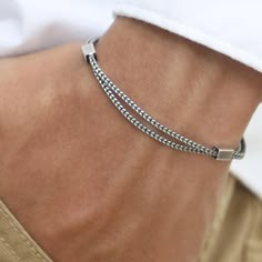 ITALIAN SILVER Impressive High-Quality Bracelet, made of Solid 925 Sterling Silver. PRODUCT SPECIFICATIONS Product ID: 11-0967-826 Metal Purity: Solid 925 Sterling Silver Safety Lobster Lock Width: 0.11" / 2.9mm Thickness: 0.09" / 2.3mm Weight: 0.24 oz - 0.31 oz / 7g - 9g. It could be a minor difference in the bracelet weight that depends on the bracelet size. Size range from 7 to 9.5 inch Made in Italy Included: Silver & Gold polishing cloth with lasting shine. DON'T KNOW YOUR BRACELET SIZE Silver Jewelry For Man, Mens Fashion Bracelets, Mens Jewellery Bracelet, Simple Men Jewelry, Male Jewelry Silver, Metal Bracelets For Men, Mens Bracelets Silver, Unique Mens Jewelry, Silver Chain Bracelet For Men