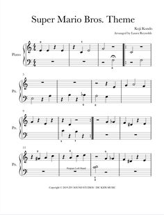 sheet music with the words super mario bros theme