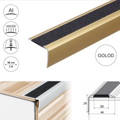 an image of a gold and white door frame with the measurements for each piece in it