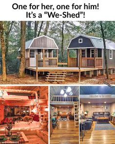 We-Shed Combined She-shed Multi Shed House, Connected Shed House, 3 Shed House, Double Shed House, Shed Home Layout Ideas, Shed Life, His And Hers Tiny House, His And Her Tiny House, Multiple Shed House