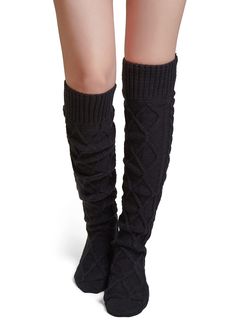 PRICES MAY VARY. Premium Material: Our thigh high socks are made of high-quality soft acrylic fibres, it is thick, soft, warm, breathable and comfortable. This cable knit socks can wear as a sleeping socks, crochet knit boot socks or winter warm floor socks. It can always keep your feet warm and dry for whole day without sweat or odor, so it is a good choice for winter. Proper Size: The total length of this warm leg socks is 77cm/30.3in, good elasticity make our socks fit most women. Our over th Knee-high Socks For Winter Stocking Stuffer, Cozy Knee-high Socks For Stocking Stuffers, Fitted Cable Knit Socks, Cozy Knitted Winter Stockings, Snug Warm Knee-high Socks, Cozy Thigh High Cable Knit Leg Warmers, Cozy Thigh High Knitted Socks, Cozy Warm Knit Knee-high Socks, Cozy Knitted Knee-high Socks