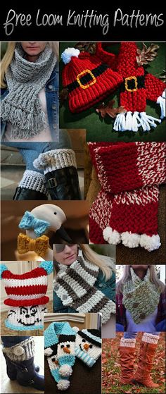 knitted hats, scarves and mittens are featured in the book free loom knitting patterns