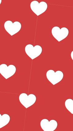 many white hearts on a red background