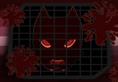 an animal in a cage with blood all over it