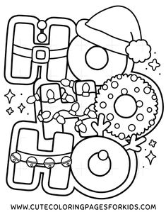 the letter g is for christmas coloring page with an image of santa hat and doughnuts