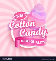 sweet cotton candy high quality sign on pink background