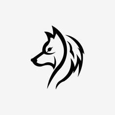 a black and white wolf logo on a white background