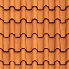 an orange tiled roof with rows of wavy tiles on it's sides and the top half