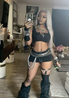 #alternative #alternativegirl #altgirl #altblackgirl #rockstar #emo #grunge #grungefashion #grungeoutfit #gothgirl #goth #gothaesthetic #gothfashion #fashion #emofashion Baddie Rave Fits, Baddie Alternative Outfits, Y2k Dark Aesthetic Outfits, Metal Music Festival Outfit, Emo Rave Fit, Goth Outfit Black Woman, Alt Outfits Concert, Emo Trap Aesthetic, Emo Rockstar Outfit