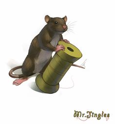 a rat sitting on top of a green object with the caption mr ingles