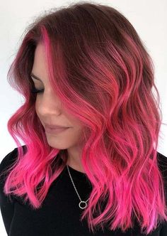 Unique Ombre Hair Color Ideas, Best Pink Hair Dye, Hair Color Ideas Pink, Pelo Color Vino, Best Hair Color Ideas, Pink Ombre Hair, Pink Hair Color, Medium To Long Hair, Pink Hair Dye