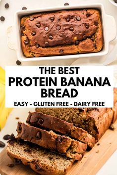 the best protein banana bread with chocolate chips on top