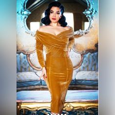 New With Tags! Beautiful Rich Gold Color Pencil Style Dress With A Draped Off-Shoulder Neckline. Made Of A Soft, Stretchy Velvet. Color: Gold Material: Velvet Size: 16 Tagged Size Uk 16 Xl Velvet Pencil Dress, Velvet Color, Color Pencil, Pencil Dress, Style Dress, Gold Material, Retro Fashion, Size 16, Gold Color