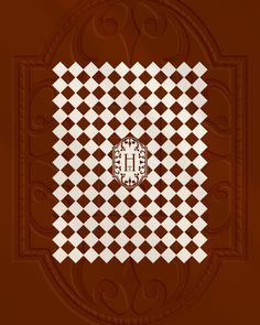 a white and brown checkerboard pattern with the letter h on it's center