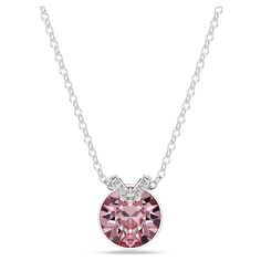 This romantic pendant has eye-catching appeal thanks to its central pink crystal set in rhodium plating. A flourish of shimmering pavé adds an extra layer of beauty, while the delicate chain exudes pure elegance. Wear it together with the matching earrings for a wondrous combination. V Pendant, Romantic Necklace, Charms Pandora, Pink Watch, Pure Elegance, Rose Gold Watches, Crystal Set, Delicate Chain, Swarovski Jewelry