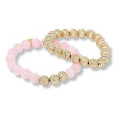 Connie Craig Carroll Jewelry Gracie Gem Bead 2pc Stretch Bracelet Set Velvety, sun-kissed beads fill one bracelet and then accent a gemstone bracelet to give you this dreamy duo. Wear together, separately and mixed and matched with other bracelets. You're going to love making look after pretty look.       S/M approx. 6-3/4"L x 3/8"W; fits 6-3/4" to 7" wrist     M/L approx. 7-1/4"L x 3/8"W; fits 7-1/4" to 7-1/2" wrist     Goldtone; polished, brushed finish   What You Get       All-goldtone bead b Adjustable Gold Stretch Bracelet For Summer, Elegant Summer Beaded Bracelets With Round Beads, Gold Spacer Beads Jewelry For Summer, Gold Jewelry With Faceted Beads For Summer, Summer Gold Jewelry With Faceted Beads, Summer Bracelets With Faceted Round Beads, Summer Faceted Round Beads Bracelets, Gold Beaded Bracelets With Gemstone For Beach, Gold Bracelets With Gemstone Beads For Beach