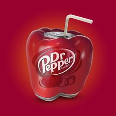 a red apple with the dr pepper logo on it