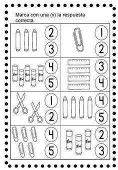 a worksheet with numbers and objects to help kids learn how to use scissors