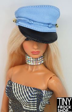 Integrity Chain of Command Natalia Fatale Blue Commander Hat Tons of details in this well constructed blue hat with black brim and mini trim. Comes with two mini straight pins to help attach to the head.