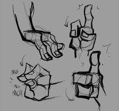 some sketches of hands holding something in each hand