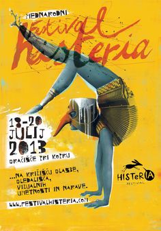 an advertisement for a festival with a woman doing a dance pose in front of a yellow background